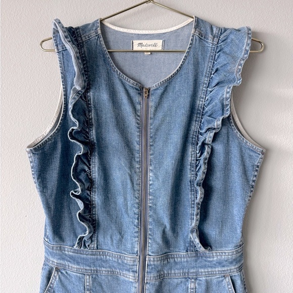 Madewell Denim Ruffle-Sleeve Zip-Front Jumpsuit - Picture 5 of 8